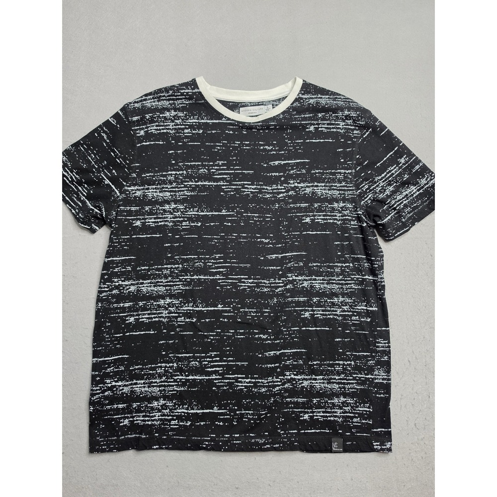 Modern Culture Essentials T-Shirt Men's Large Black White Streak Print Casual